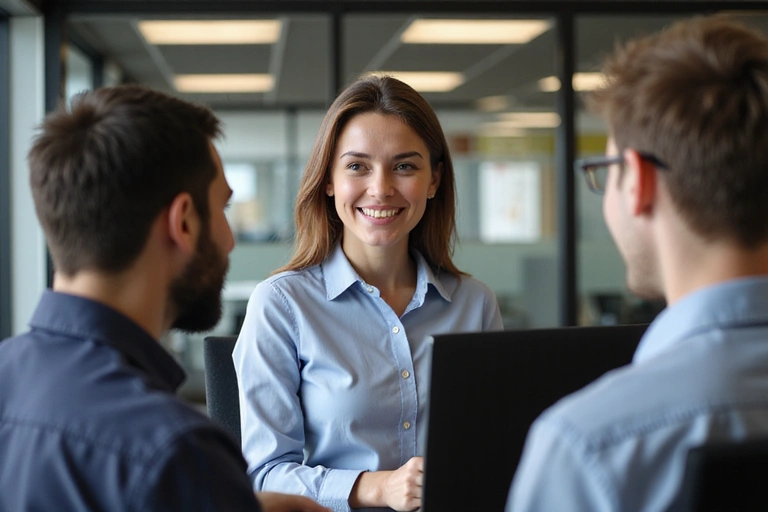 Ein Teammitglied, das Kundenfragen beantwortet