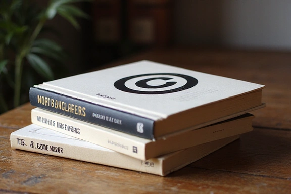 Stapel von Büchern mit einem Copyright-Symbol