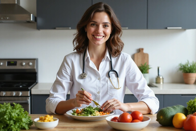 Teammitglied 3 bei der Vorbereitung gesunder Mahlzeiten